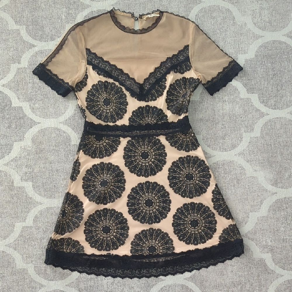 Nightcap Clothing Black Lace Floral Dress Size XS